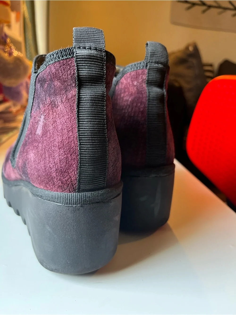 Fly London Byne Suede Chelsea Wedge Booties